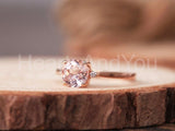 1ct Round Cut Simulated Peach Morganite Three Stone Ring 14k Rose Gold Plated