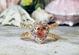 2ct Engagement Ring Pear Cut Morganite Cross Split Shank 14k Yellow Gold Finish