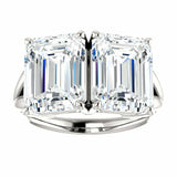 6Ct Emerald Cut Diamond Two Stone Solitaire Engagement Ring 14K White Gold Over