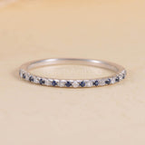 0.3ct Round Cut Simulated Sapphire Minimalist Wedding Band 14k White Gold Plated