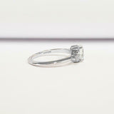 Accents with Solitaire Engagement Ring 1.3ct Oval Cut Diamond 14k WhiteGold Over