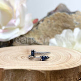 0.5ct Baguette Cut Simulated Blue Sapphire Bypass Ring 14k White Gold Plated