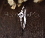 0.3ct Round Cut Moissanite Minimalist Women Engagement Ring 14k WhiteGold Plated