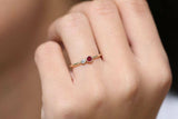 0.4ct Round Cut Ruby Two Stone Minimalist Engagement Ring 14k Yellow Gold Finish