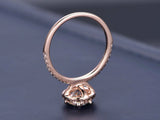 Halo Accent Solitaire Engagement Ring 1ct Round Cut Diamond 14k Rose Gold Finish