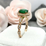 2.3ct Engagement Ring Round Cut Green Emerald Diamond Halo 14k Yellow Gold Over