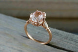 1.7ct Oval Peach Morganite Filigree Solitaire Engagement Ring 18k Rose Gold Over