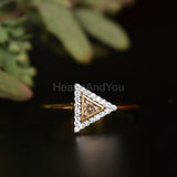 0.6ct Trillion Simulated Morganite Halo Engagement Ring 14K Yellow Gold Plated