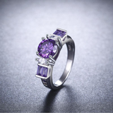 3Ct Round Cut Purple Amethyst Unique Stylish Engagement Ring 18K White Gold Over