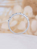 1ct Round Cut Blue Sapphire Wedding Band Ring Half Eternity 14k White Gold Over