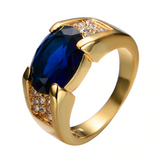 2ct Oval Cut Blue Sapphire Engagement Ring 14k Yellow Gold Over Accent Solitaire
