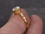 1.4ct Round Cut Diamond Accents Solitaire Engagement Ring 14k Yellow Gold Finish