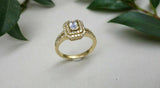 2.5ct Emerald Cut Diamond Engagement Ring 14k Yellow Gold Finish Double Halo