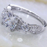 4Ct Cushion Cut Diamond Split Band Stylish Engagement Ring 14K White Gold Finish