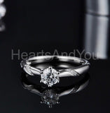 0.5ct Round Cut Moissanite Solitaire Round Accents Ring 14k White Gold Plated