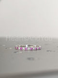 0.5ct Round Cut Simulated Ruby Half Eternity Wedding Band 14k White Gold Plated