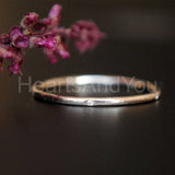 0.05ct Round Cut Moissanite Flush Set Dainty Wedding Band 14K White Gold Plated