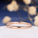 0.1ct Round Cut Moissanite Minimalist Women Wedding Band 14k Rose Gold Plated