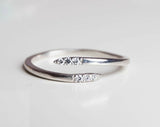 0.3ct Round Cut Diamond Engagement Ring Bypass Minimalist 14k White Gold Finish