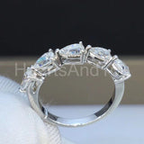 0.5ct Pear Simulated Diamond Half Eternity Wedding Band 14k White Gold Plated