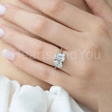 2.3ct Emerald Simulated Diamond Toi Et Moi Engagement Ring 14k White Gold Plated