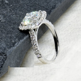 2.2ct Round Cut VVS1D Diamond Engagement Ring 14k White Gold Finish Halo Promise