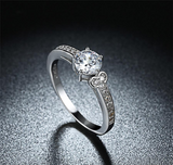 2.6Ct Round Cut Diamond Solitaire Accents Engagement Ring 18K White Gold Finish