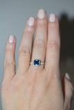 2ct Engagement Ring Asscher Cut Sapphire Diamond Accent Halo 14k Rose Gold Over