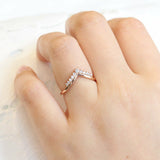 Unique Tiara Wedding Ring Band 1.2ct Round Cut Diamond 14k Rose Gold Finish