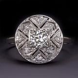 4Ct Round Cut Diamond Art Deco Milgrain Engagement Ring 14K White Gold Finish