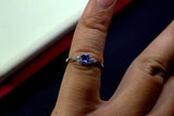 0.55ct Engagement Ring Oval Cut Tanzanite Dainty Minimalist 14k White Gold Over