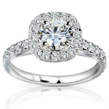 2.5Ct Round Cut Diamond Halo Engagement Ring 18K White Gold Finish Round Accents