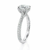 5Ct Oval Cut VVS1 Diamond Accent Hidden Halo Engagement Ring 14K White Gold Over