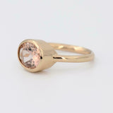 1ct Oval Cut Peach Morganite Bezel Set Solitaire Ring 14k Yellow Gold Finish