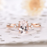 2ct Oval Peach Morganite Engagement Ring Petite Round Accent 14k Rose Gold Over