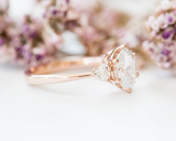 1.6ct Oval Diamond Engagement Ring Trillion Accents Trilogy 14k Yellow Gold Over