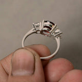 2ct Round Cut Red Garnet Engagement Ring 14k White Gold Finish Unique Trilogy