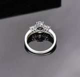 2.3ct Oval Cut Blue Aquamarine Solitaire with Accent Ring 14k White Gold Finish