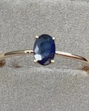0.5ct Oval Cut Simulated Blue Sapphire Solitaire Ring 14k White Gold Plated