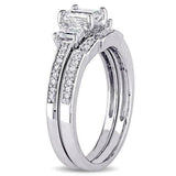 5.5ct Emerald Cut Diamond Bridal Set Wed Band Solitaire Ring 14K White Gold Over