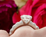 3ct Round Cut Diamond Accent Solitaire Engagement Ring 14k White Gold Finish New