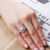 4ct Round Diamond Engagement Ring Flower Cocktail Split Band 14k White Gold Over