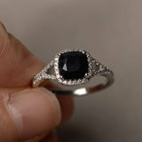 2.5ct Cushion Black Diamond Engagement Ring 14k White Gold Over Halo Split Shank