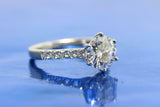 2ct Round Cut Diamond Engagement Ring Solitaire 14k White Gold Over with Accents