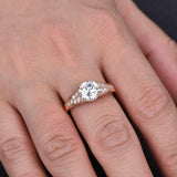 2.3ct Engagement Ring Round Cut Diamond Solitaire with Accent 14k Rose Gold Over