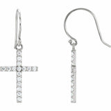 2ct Round Cut VVS1 Diamond Jesus Cross Stud Earrings Women 14k White Gold Finish