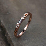 0.5ct Baguette Cut London Blue Topaz Diamond Petite Ring 14k Rose Gold Finish