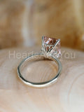 2.5ct Radiant Cut Simulated Peach Morganite Solitaire Ring 14k White Gold Plated