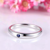 0.2ct Round Blue Sapphire Engagement Ring Solitaire Promise 14k White Gold Over
