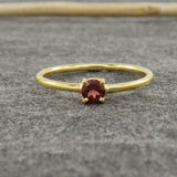 0.5ct Engagement Ring Round Cut Red Garnet Solitaire Women 14k YellowGold Finish